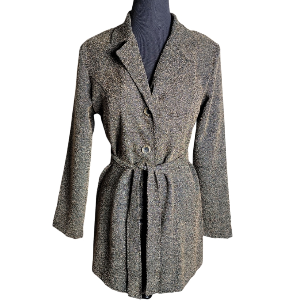 Cool Collection textured trench coat belted button front women's medium
